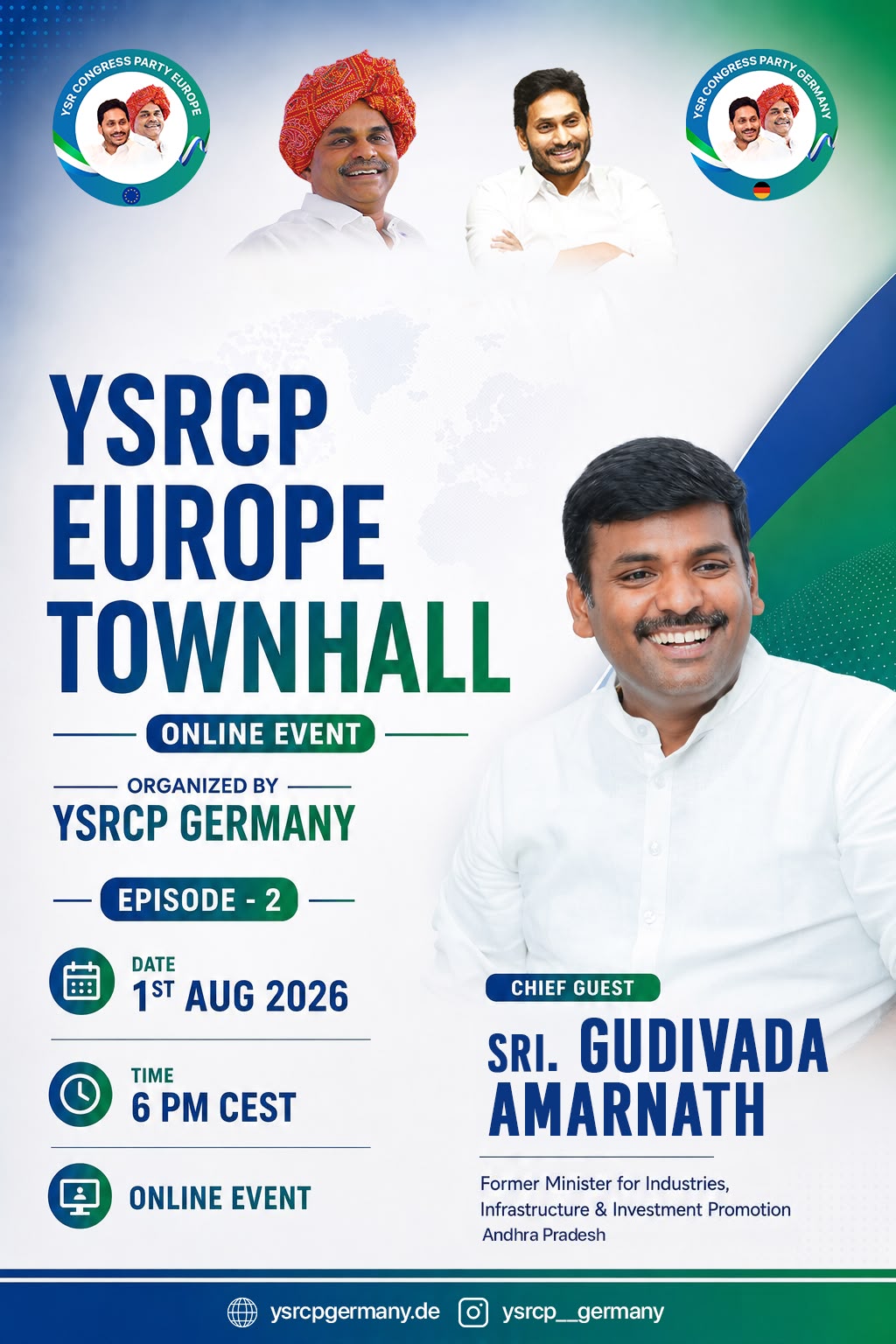 YSRCP Europe Townhall 2 event poster